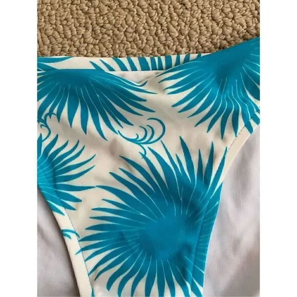 MILLY Aster Print Maxime Underwire Bikini Top and Bottoms in Aqua SMALL - Picture 4 of 8